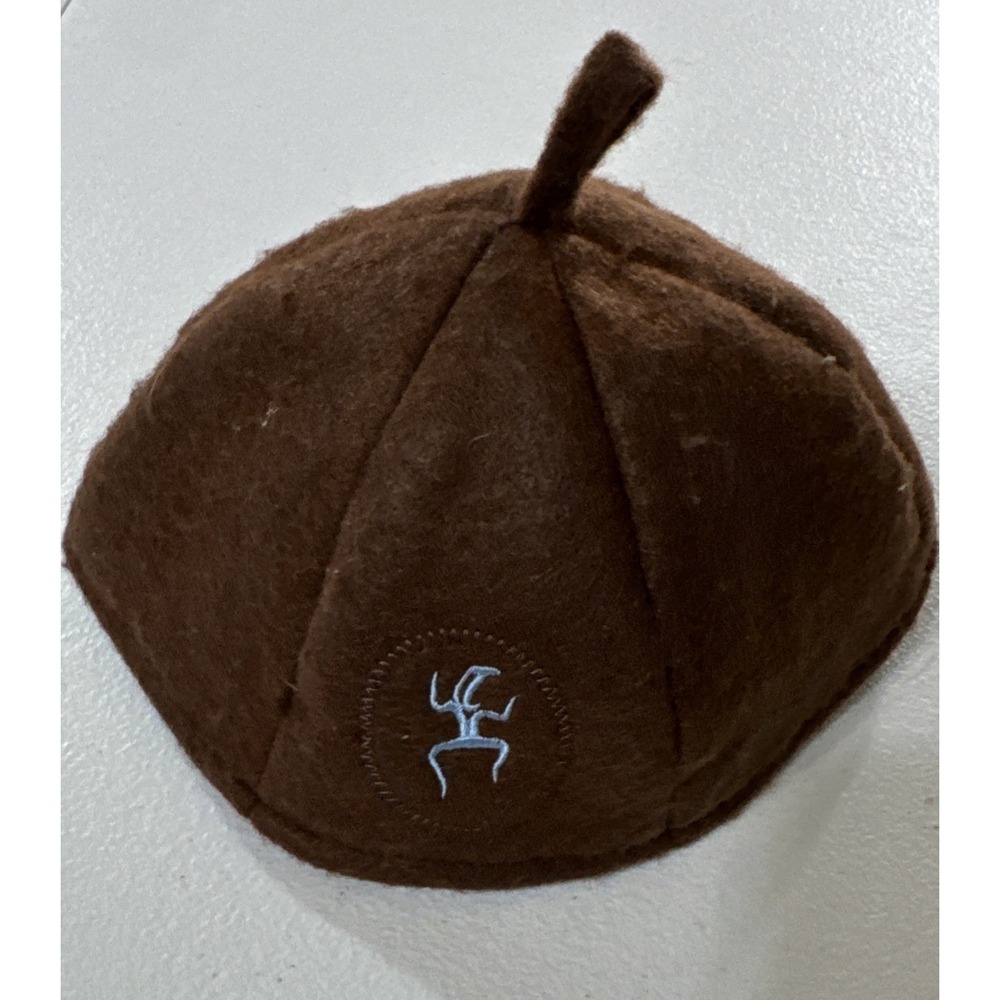 Vintage 70s Girl Scout Brownie Hat Brown Felt Wool‎ Beanie Size  Large, As Shown